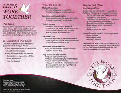 A flyer for Let's Work Together.