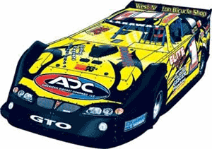 A dirt late model race car digital illustration rendered in CorelDraw.