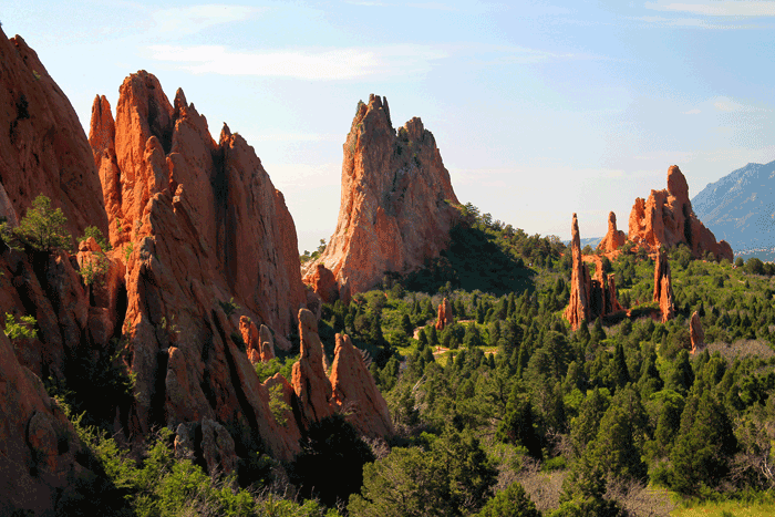 Garden of the Gods rock formations called The Three Graces, in Manitou Springs, Colorado.